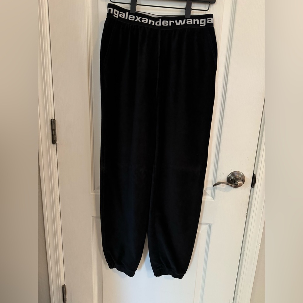Alexander Wang Logo Waistband Velvet Pants